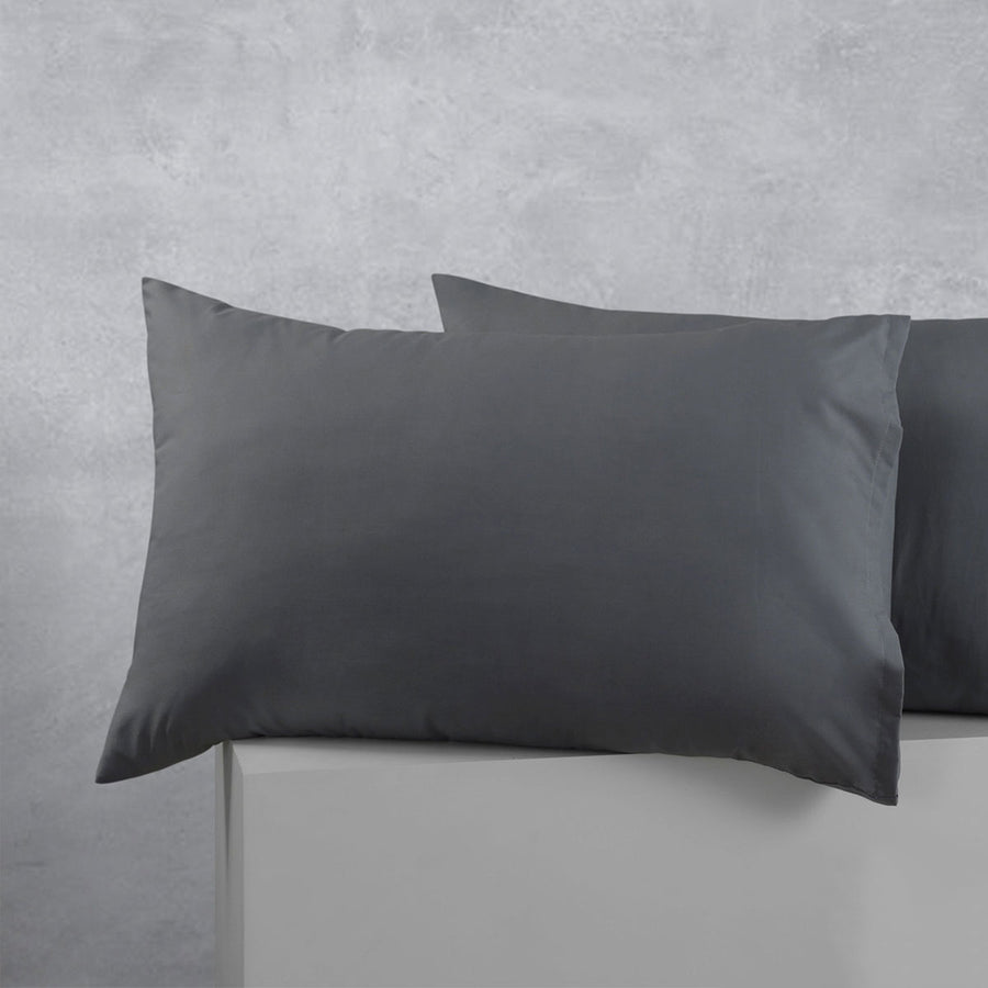 Accessorize Cotton Polyester Standard Pillowcases 48 x 73 cm - Charcoal, Solid Colour Design - SuperSaverAU - view 1