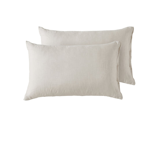 Vintage Design Homewares Natural French Linen Standard Pillowcases 48x73cm - Breathable & Cozy