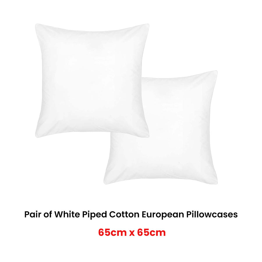 Accessorize Luxury Hotel Bedding 100% Cotton European Pillowcases - 65cm x 65cm - SuperSaverAU - view 1