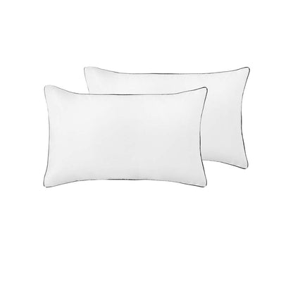 Accessorize Luxury Hotel Bedding 100% Cotton Standard Pillowcases - White/Black Piped