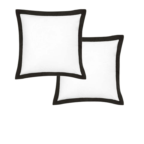 Accessorize Tailored Hotel Deluxe Cotton European Pillowcases - White/Black Pair