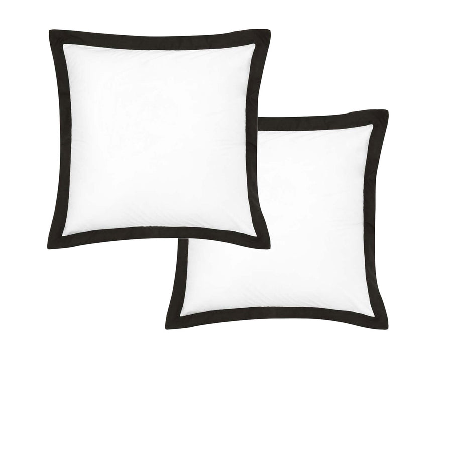Accessorize Tailored Hotel Deluxe Cotton European Pillowcases - White/Black Pair