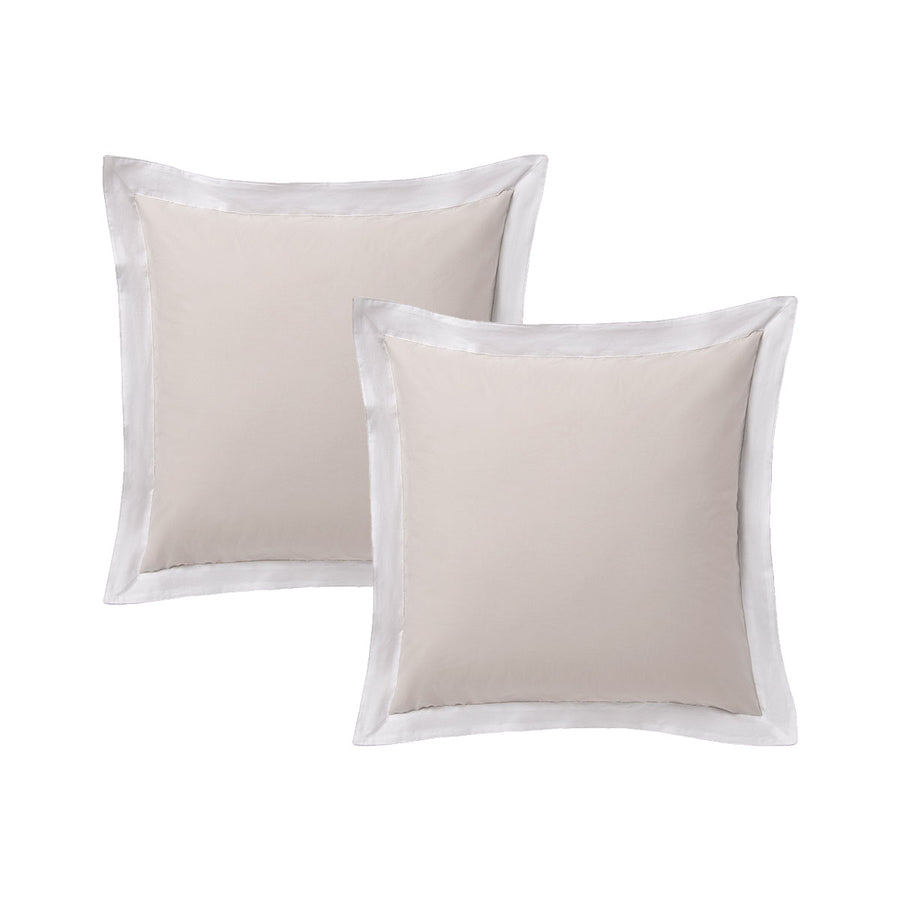 Accessorize White/Natural Tailored Hotel Deluxe Cotton European Pillowcases 65cm x 65cm - SuperSaverAU - view 1