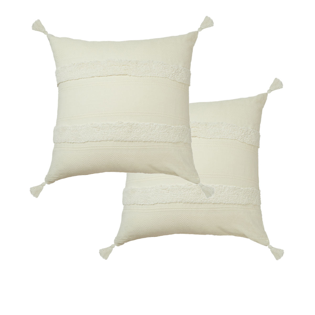 Accessorize Indra Cotton Tassel European Pillowcases 65 x 65 cm - Off White - SuperSaverAU - view 1