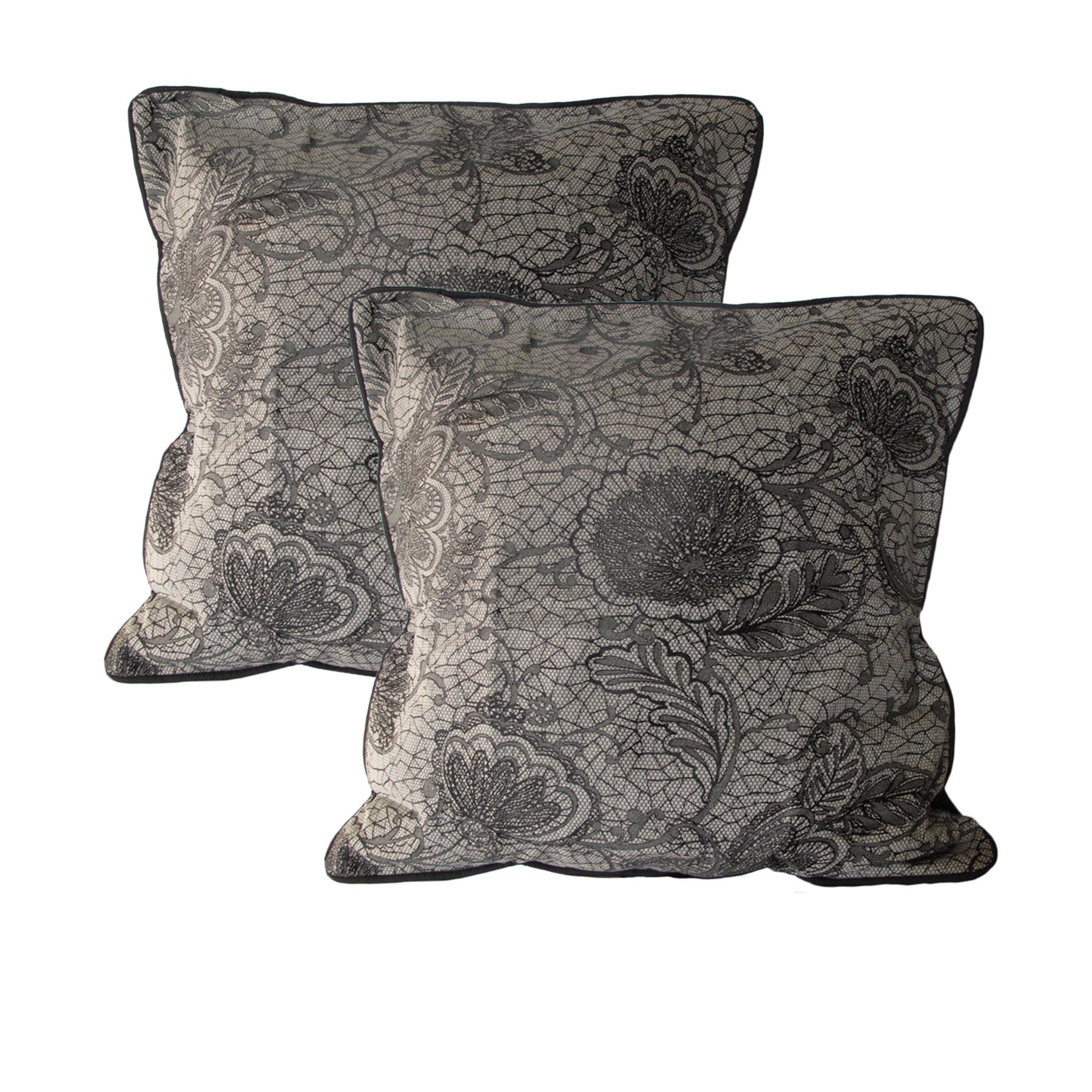 Accessorize Trudie Lace European Pillowcases 65 x 65 cm - Floral Design, Black - SuperSaverAU - view 1