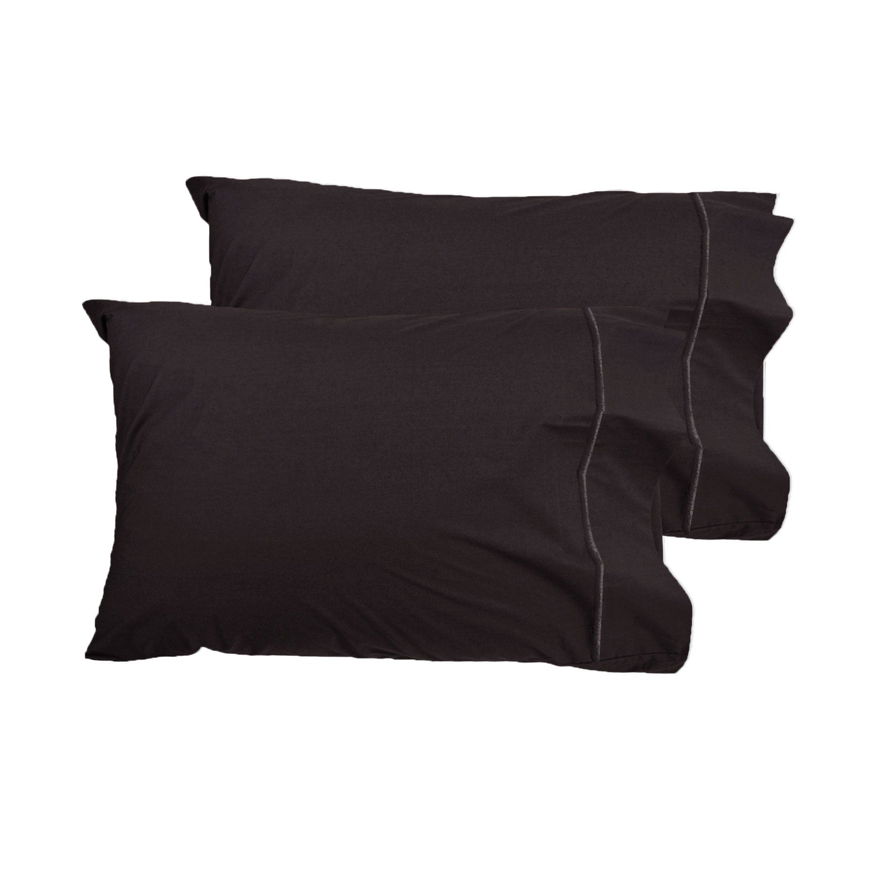 Grand Atelier 400TC Pima Cotton Queen Sized Pillowcases - Walnut, Embroidered - SuperSaverAU - view 1