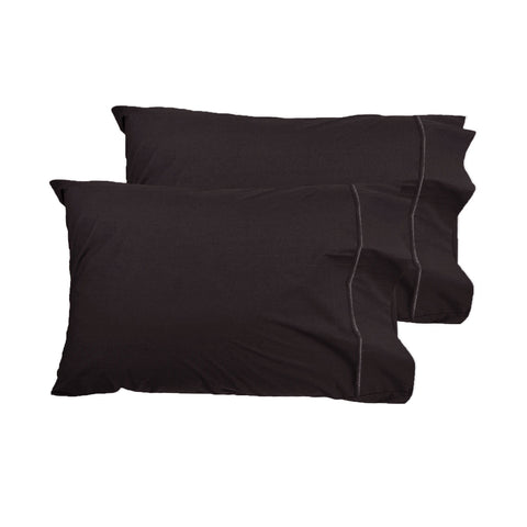 Grand Atelier 400TC Pima Cotton Queen Sized Pillowcases - Walnut, Embroidered - SuperSaverAU - view 1