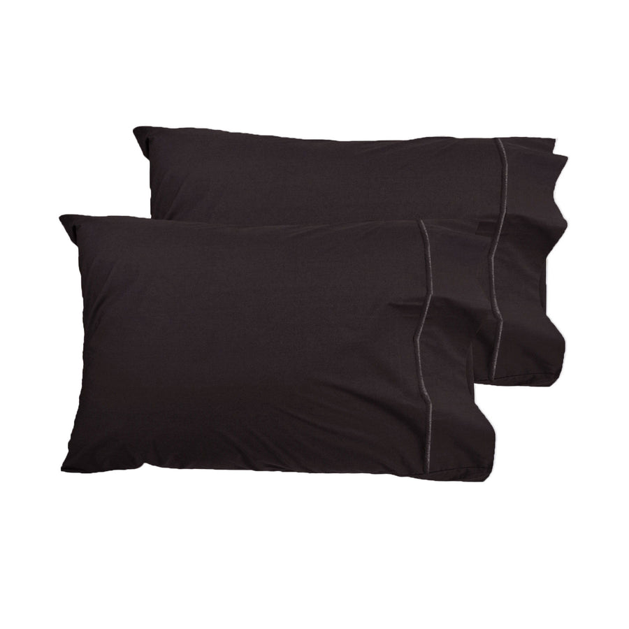 Grand Atelier 400TC Pima Cotton Queen Sized Pillowcases - Walnut, Embroidered - SuperSaverAU - view 1
