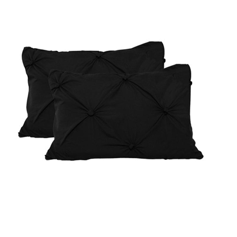 Puffy Standard Pillowcases 2 Pce Set, Ruched Design, 48 x 73cm, Black - SuperSaverAU - view 1