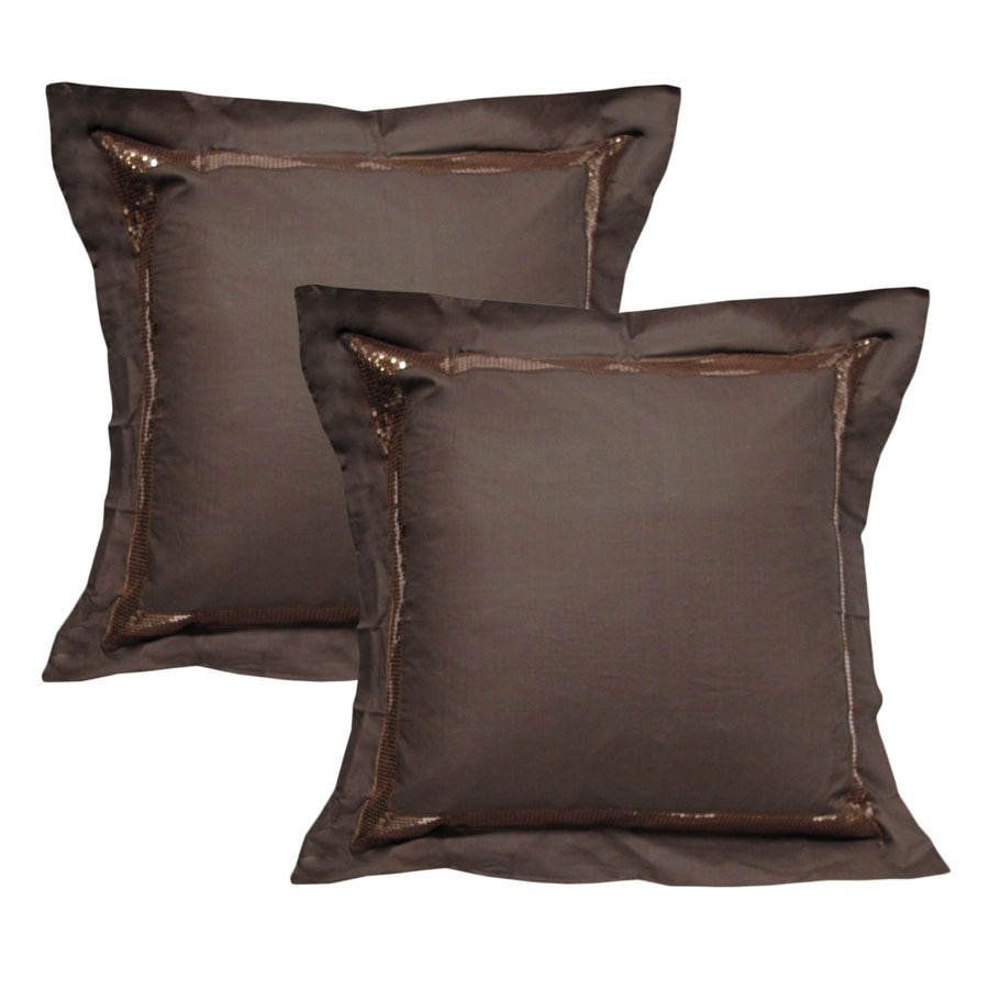 Accessorize Sequins Chocolate European Pillowcases 65 x 65 cm - 100% Cotton, Set of 2 - SuperSaverAU - view 1