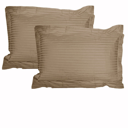 Accessorize Stripe Jumbo Pillowcases 325TC Cotton 55x80cm - Mocha, 2 Pack