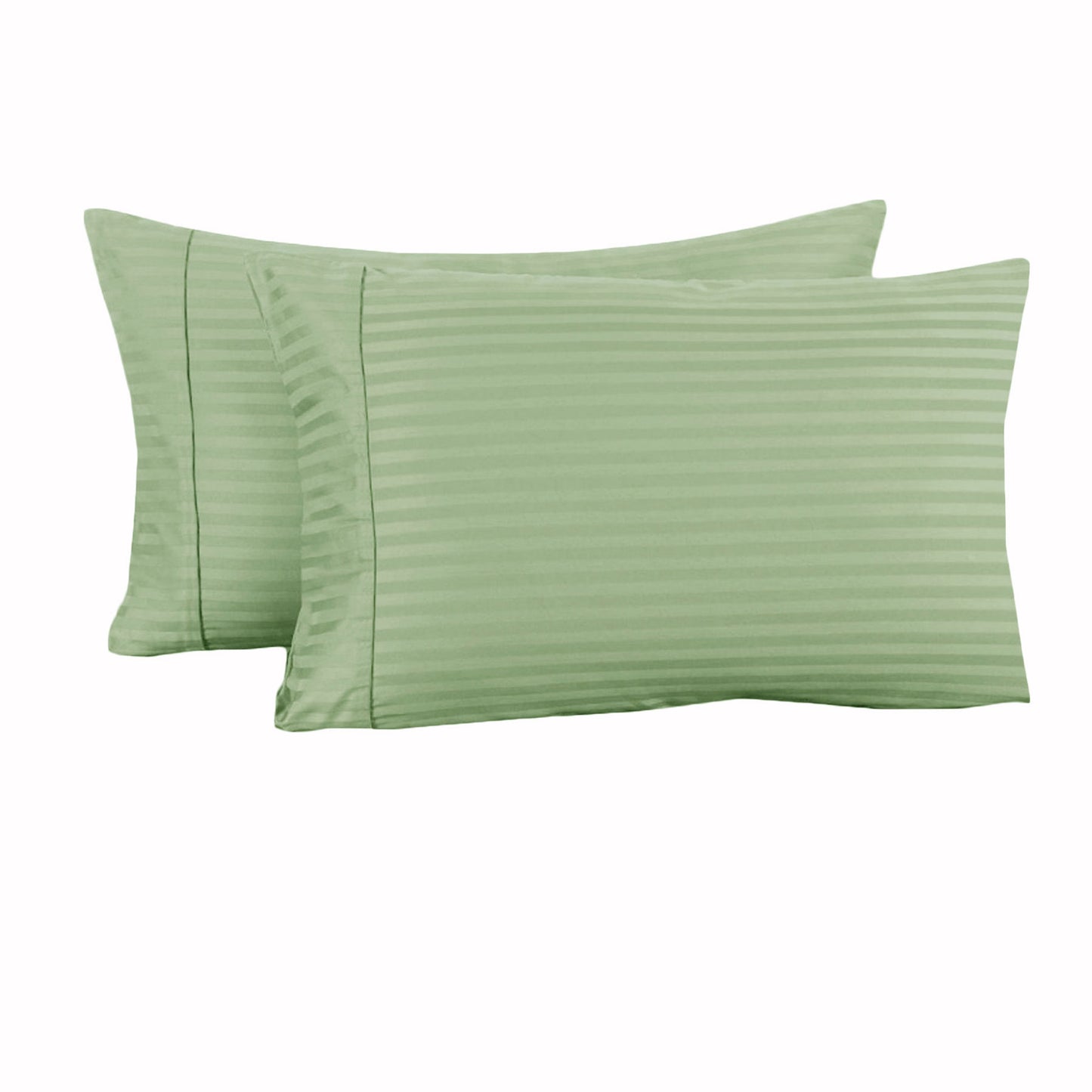Accessorize 325TC Pair of Cuffed Pillowcases, Striped Design, 48 cm x 70 cm, Green