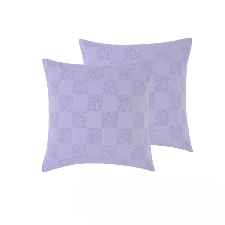 Tipo Lilac Chenille Quilt Cover Set - 1 x Quilt Cover & 2 x Pillowcases, Texture Grid Pattern - SuperSaverAU - view 1