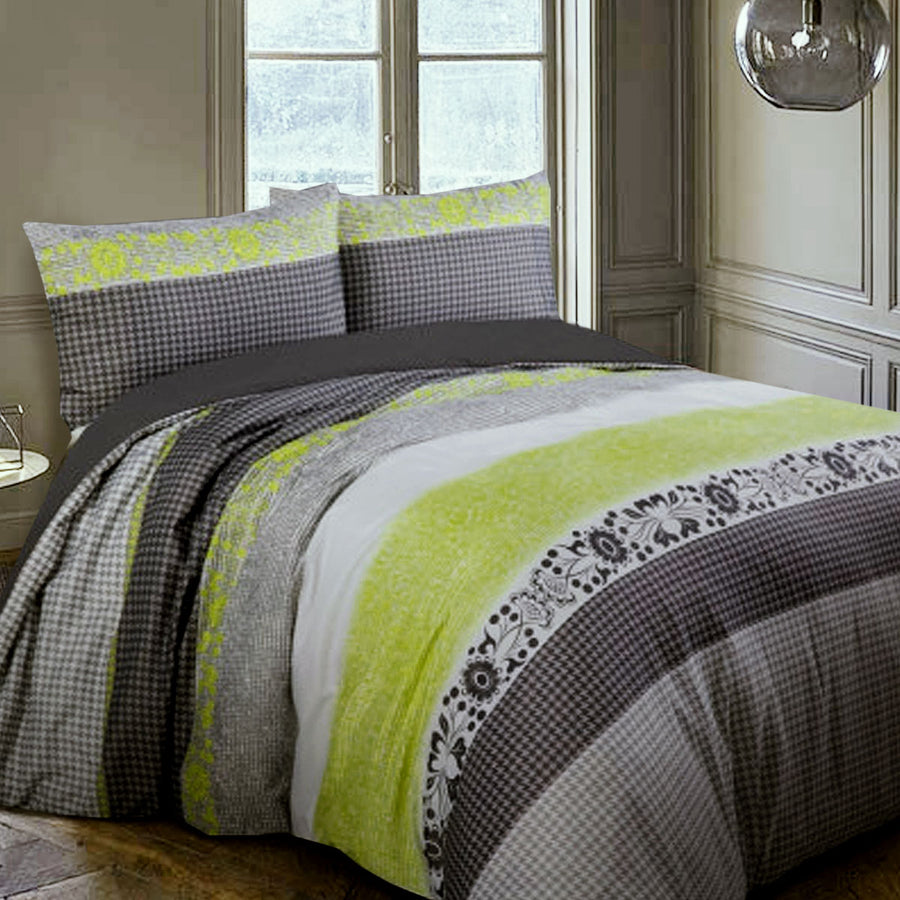 Big Sleep Ali Neon Quilt Cover Set Queen - Basketweave Print, Soft Microfiber - SuperSaverAU - view 1