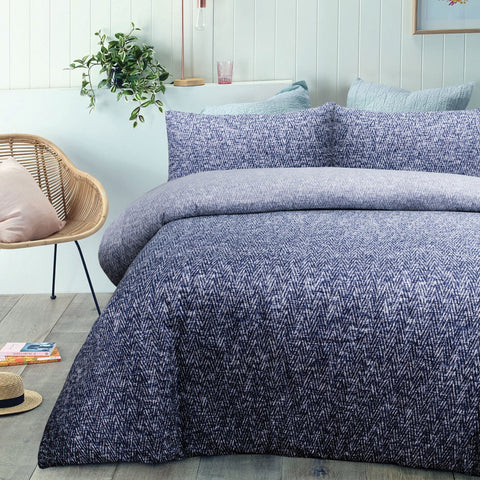 Big Sleep Andes Navy Quilt Cover Set Queen - Denim Texture, 180 Thread Count - SuperSaverAU - view 1