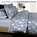 Accessorize Annabelle Grey Jacquard Quilt Cover Set Double - Floral Design, Polyester - SuperSaverAU - view 2