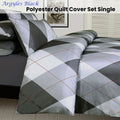Big Sleep Argyles Black Quilt Cover Set Single - Microfiber, 140 x 210cm - SuperSaverAU - view 2