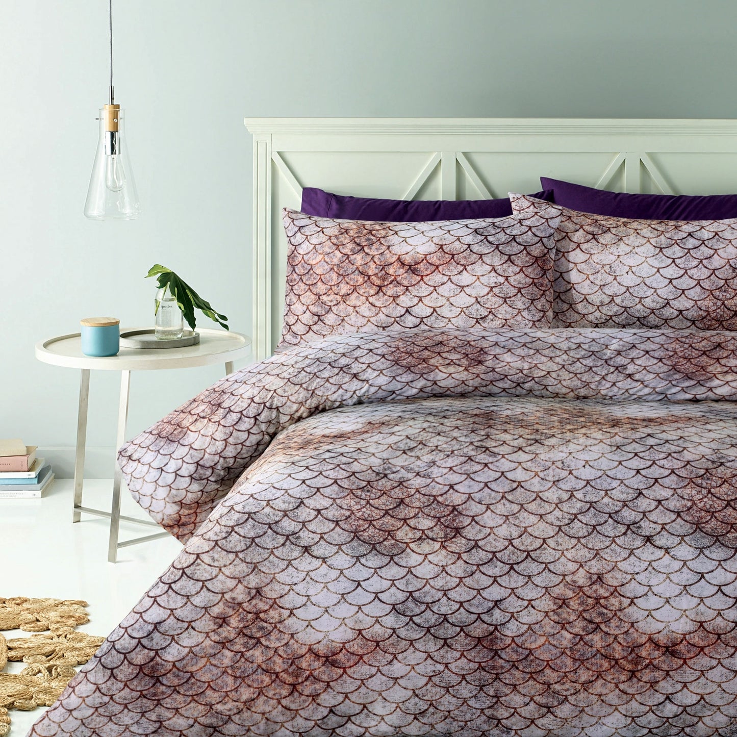 Big Sleep Ari Quilt Cover Set Queen - Fish Scale Print, 180 Thread Count