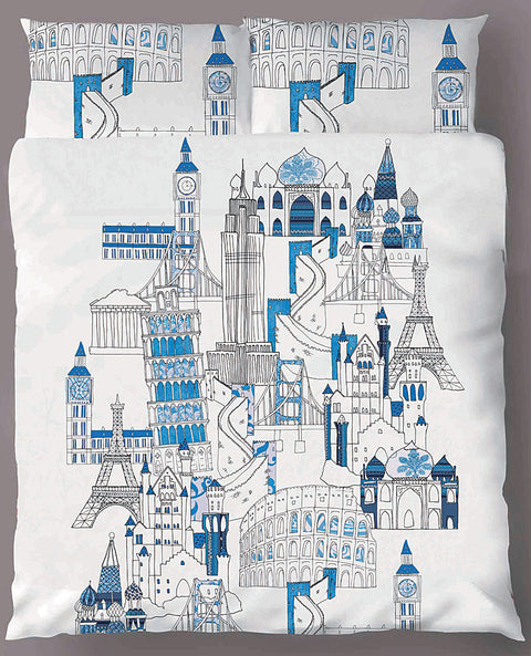 Premium Bright Young Things Around The World Quilt Cover Set - King