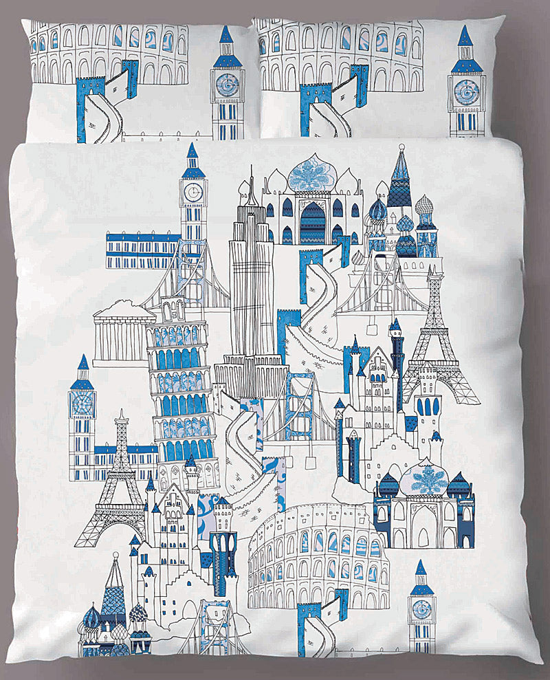 Premium Bright Young Things Around The World Quilt Cover Set - King