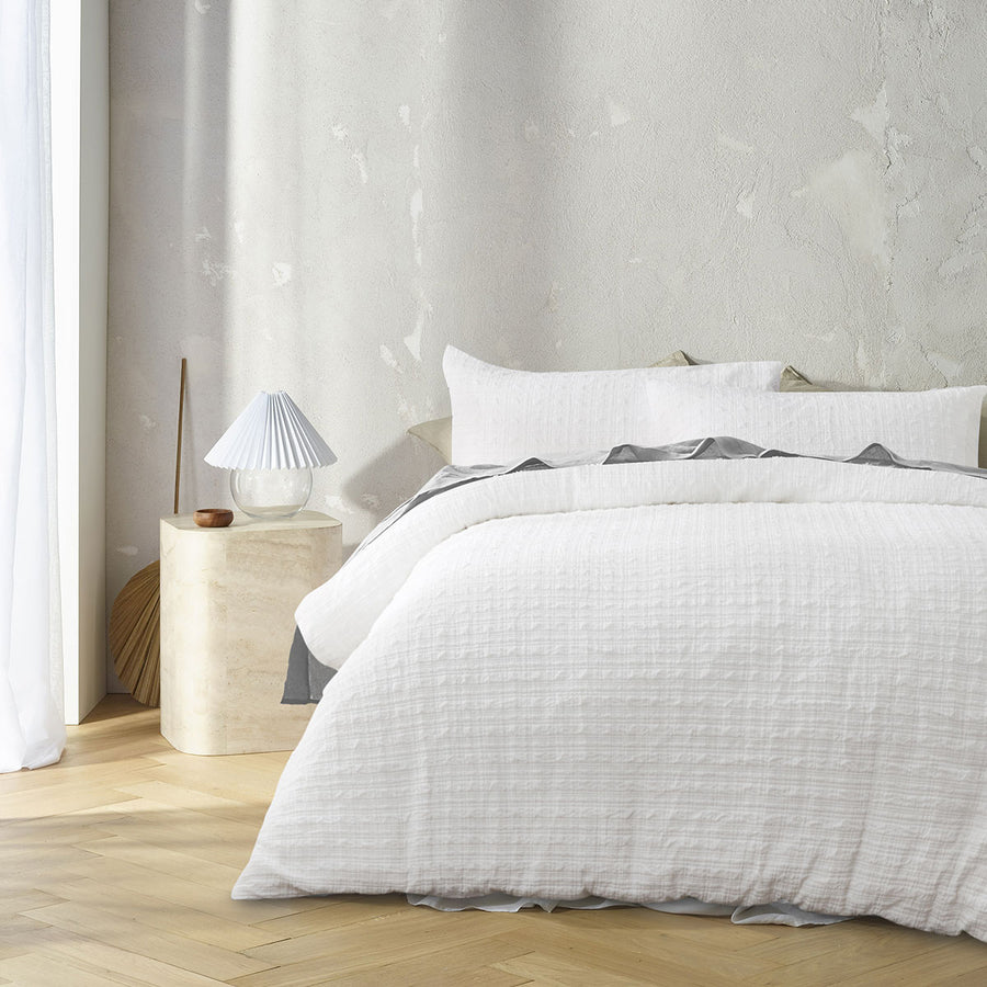 Accessorize Augusta Ruched Quilt Cover Set - White, King