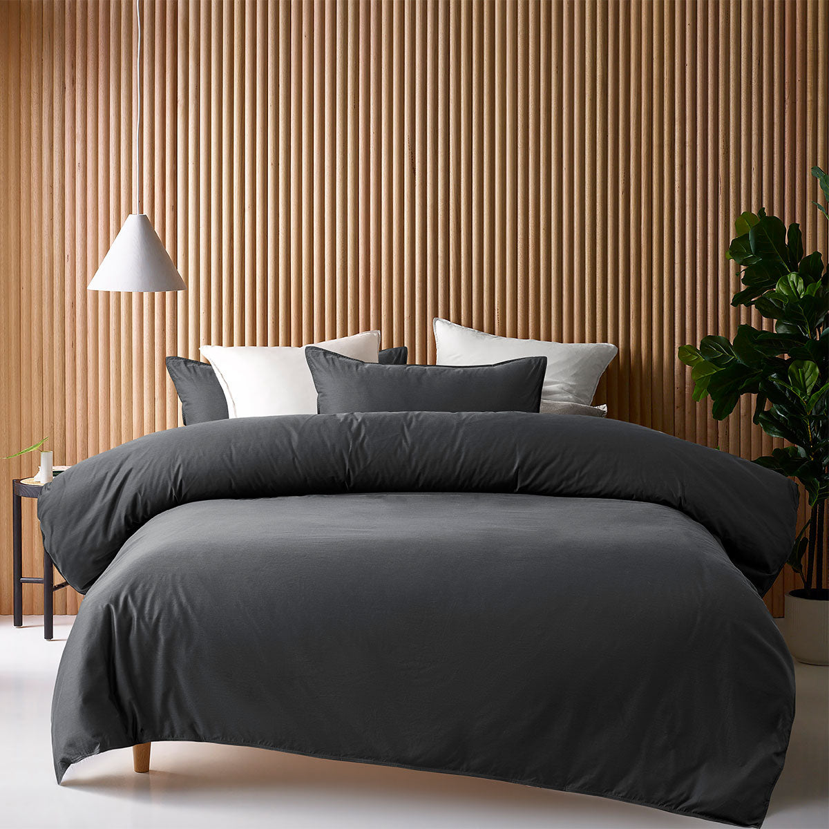 Accessorize 400TC Bamboo Cotton Quilt Cover Set - Charcoal Double