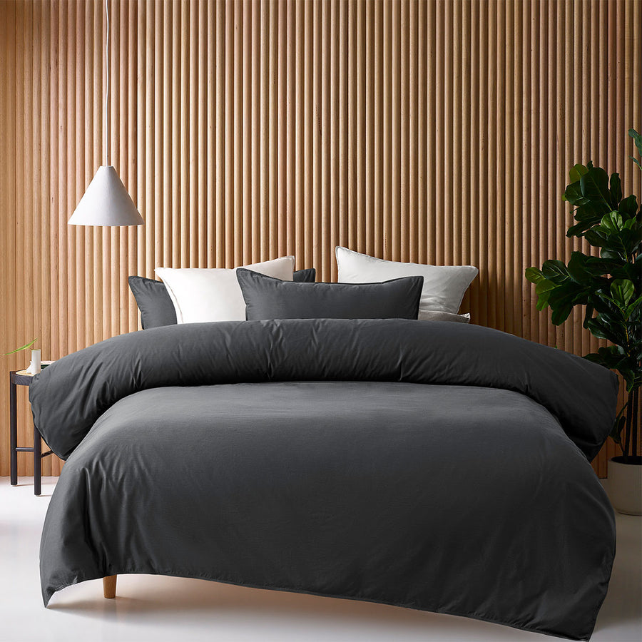 Accessorize 400TC Bamboo Cotton Quilt Cover Set - Charcoal King
