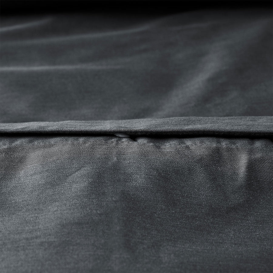Accessorize Charcoal 400TC Bamboo Cotton Double Stitched Quilt Cover Set - Single - SuperSaverAU - view 1