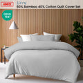 Accessorize Grey Bamboo Cotton 400TC Double Stitched Quilt Cover Set Queen - SuperSaverAU - view 2