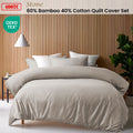 Accessorize 400TC Bamboo Cotton Quilt Cover Set - Stone King