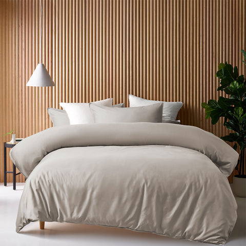 Accessorize 400TC Bamboo Cotton Quilt Cover Set - Stone Single