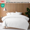 Accessorize 400TC White Bamboo Cotton Double Stitched Quilt Cover Set King - SuperSaverAU - view 2