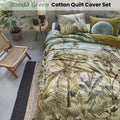 Bedding House Banda Green Cotton Quilt Cover Set Queen - Banana/Palm Trees Print - SuperSaverAU - view 2