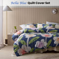 Accessorize Bella Cotton Floral Quilt Cover Set - Blue, Double