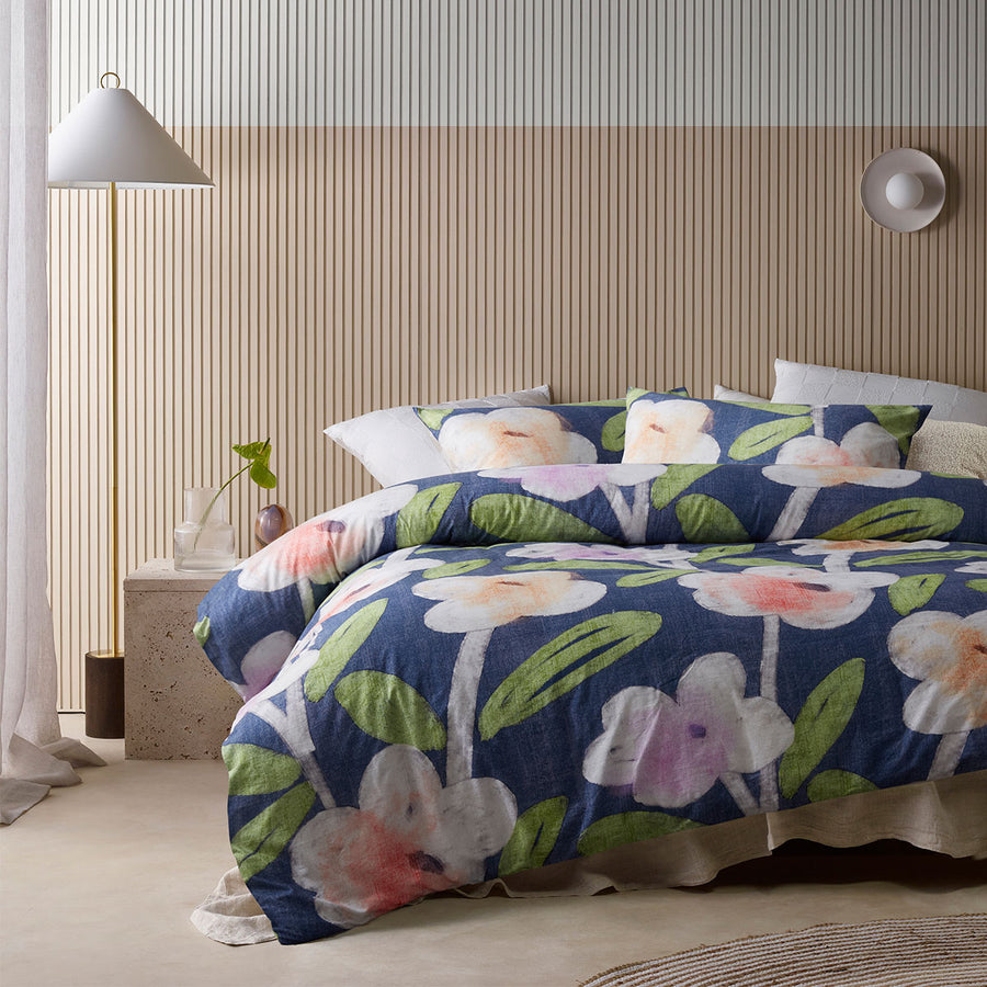 Accessorize Bella Cotton Floral Quilt Cover Set - Blue, King