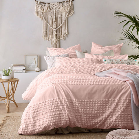 Vintage Design Homewares Betty Blush Quilt Cover Set Queen - Applique Design, 100% Cotton - SuperSaverAU - view 1