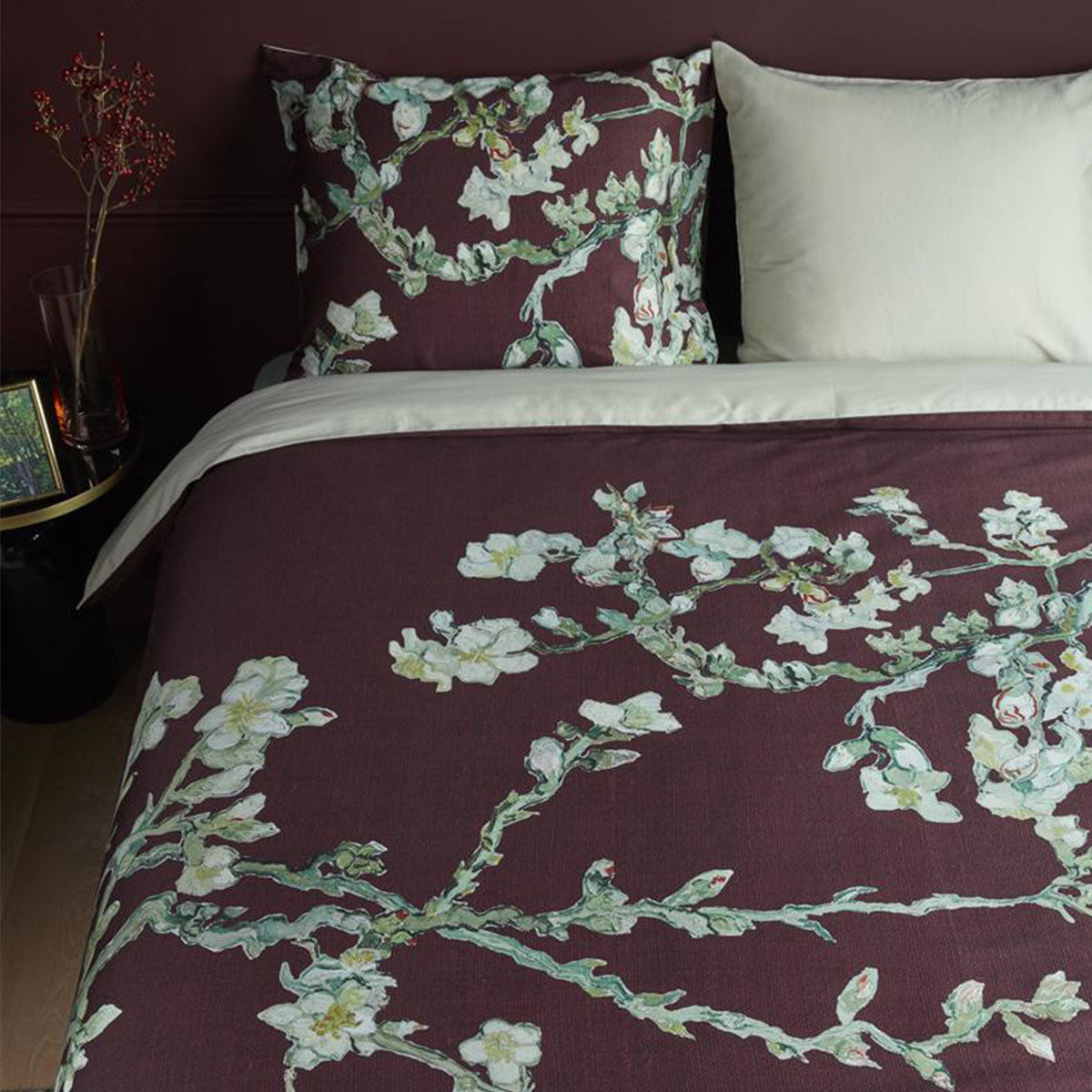 Bedding House Van Gogh Blossom Dark Red Cotton Quilt Cover Set King - Floral Design - SuperSaverAU - view 3