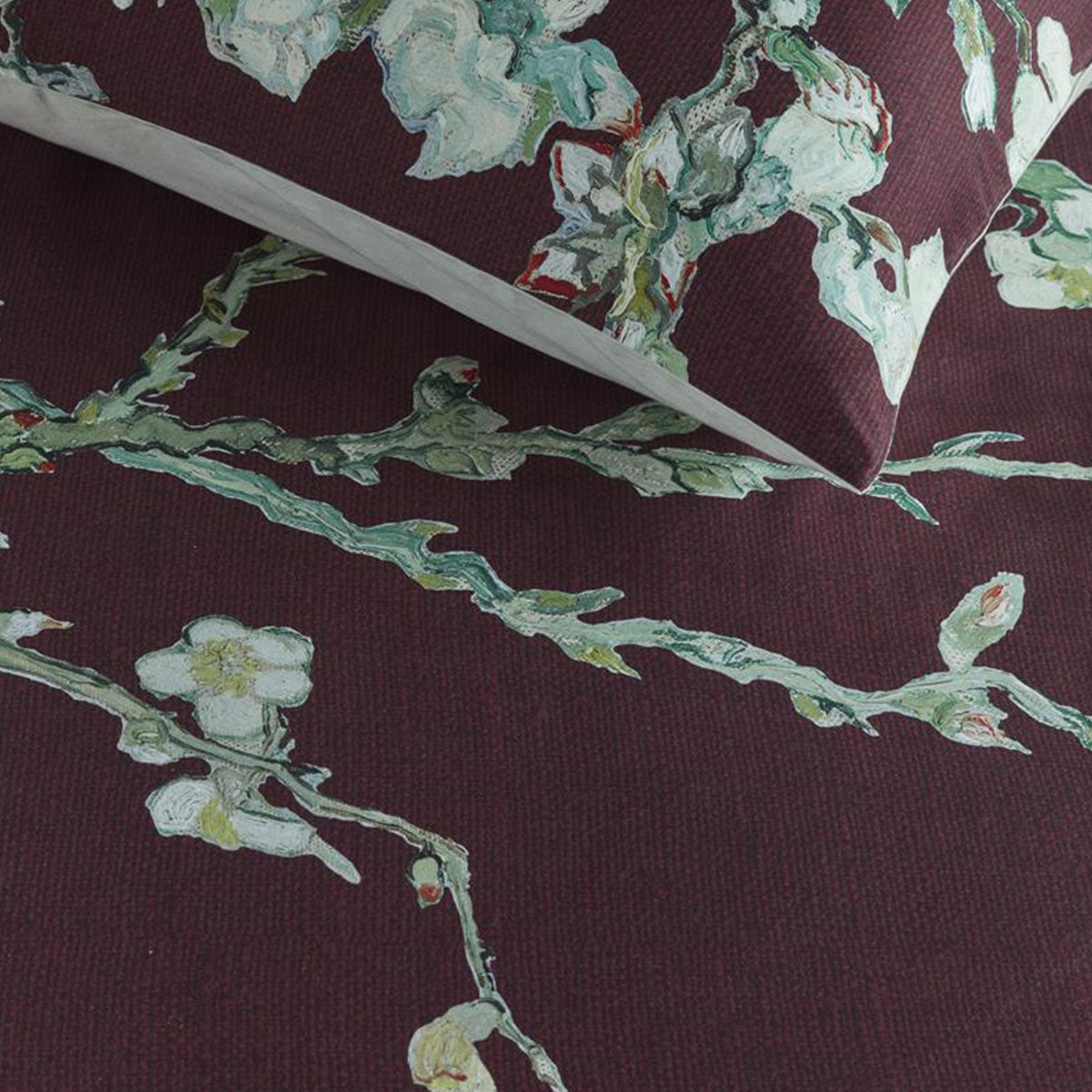Bedding House Van Gogh Blossom Dark Red Cotton Quilt Cover Set Queen - SuperSaverAU - view 3