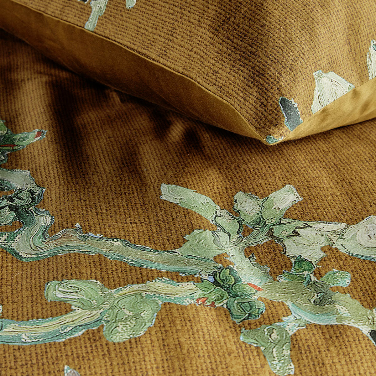 Beddinghouse Almond Blossom Quilt Cover Set Queen, 100% Cotton Sateen, Ochre - SuperSaverAU - view 2