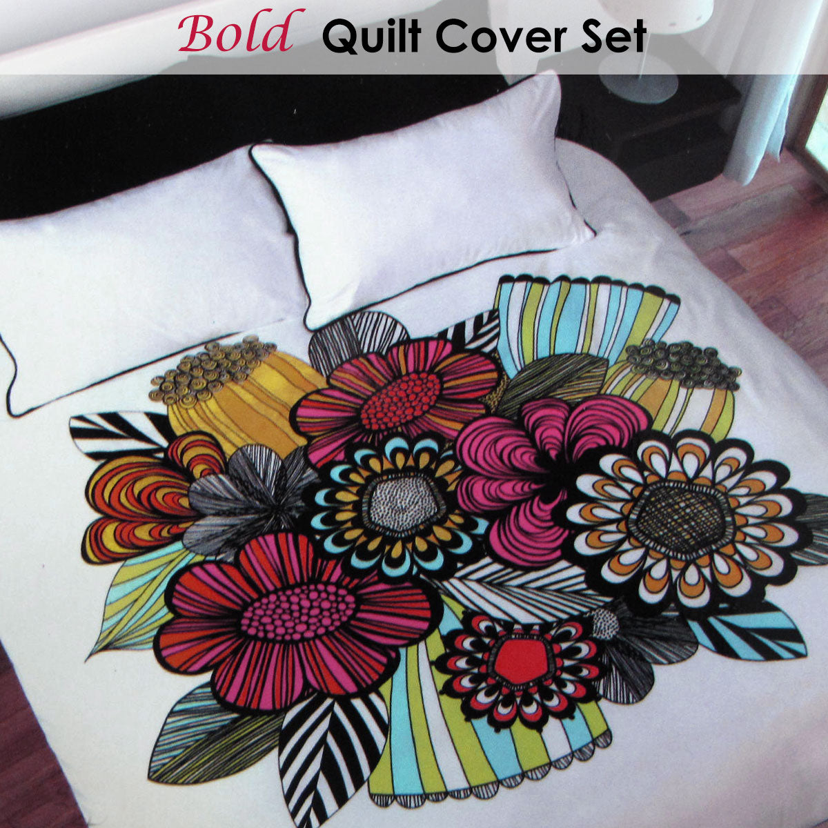 Accessorize Bold Colourful Floral Quilt Cover Set - Single