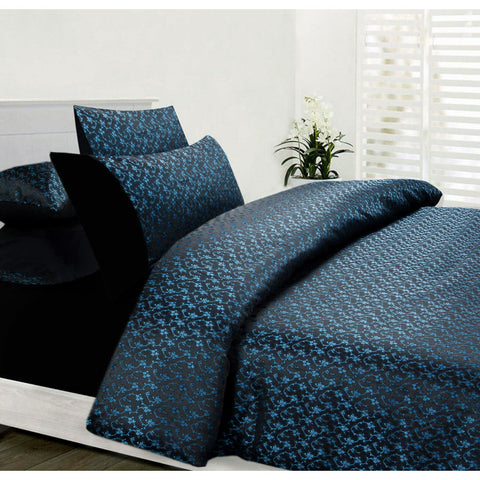 Accessorize Bouquet Blue Jacquard Quilt Cover Set - Double, Floral Design, 180 x 210 cm - SuperSaverAU - view 1
