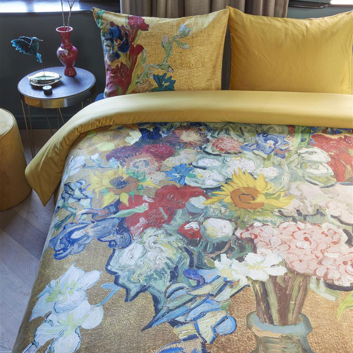 Bedding House Van Gogh Bouquet d'Anniversaire Gold Quilt Cover Set Super King - SuperSaverAU - view 2