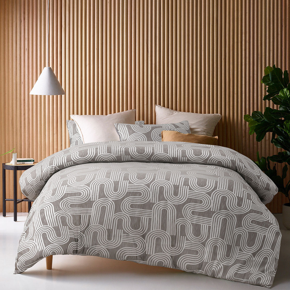 Accessorize Brent Jacquard Quilt Cover Set Queen - Geometric Design in Grey/Silver - SuperSaverAU - view 1