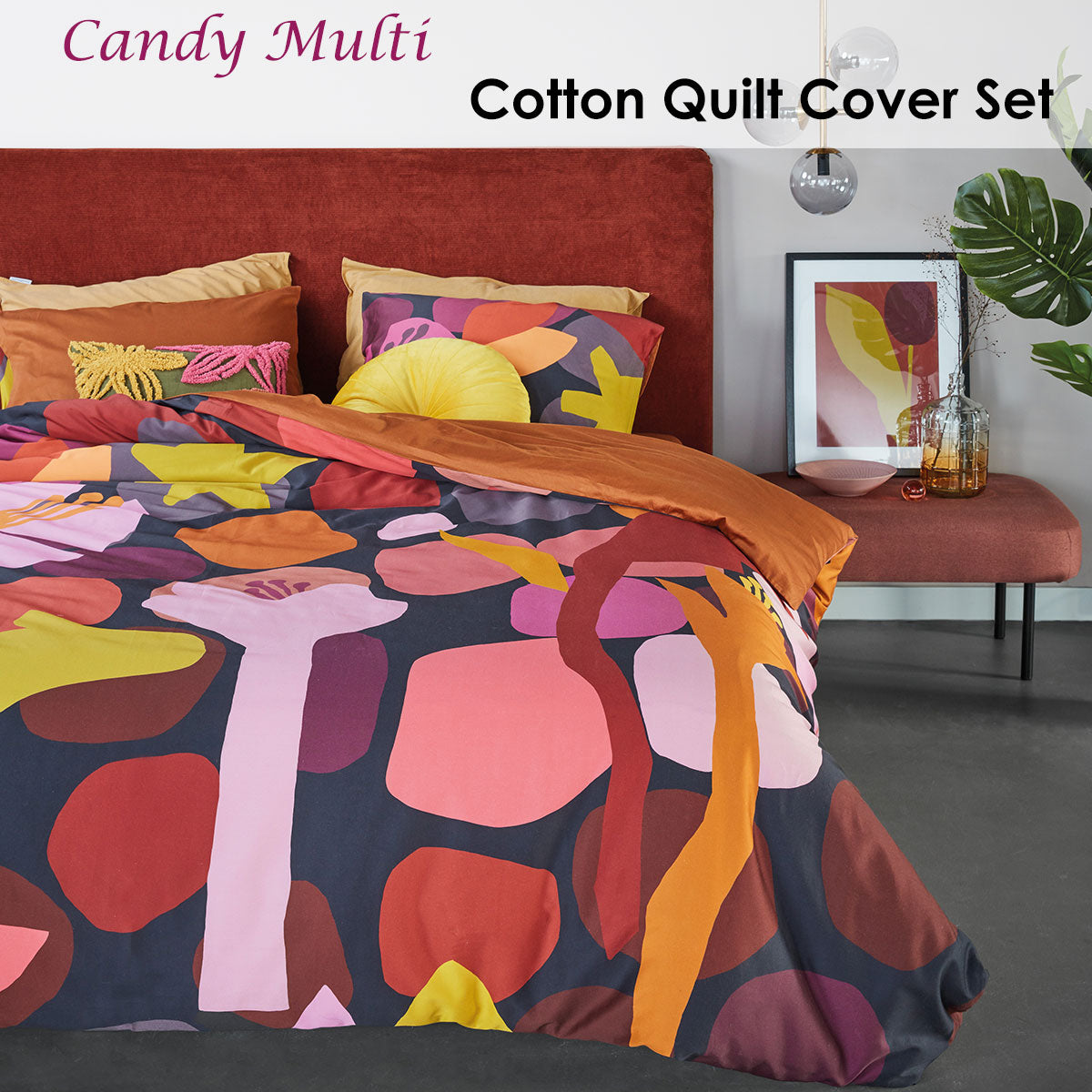 Bedding House Candy Multi Quilt Cover Set King - 100% Cotton Sateen, 220 TC - SuperSaverAU - view 1