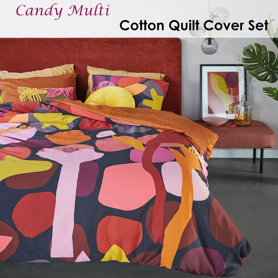 Bedding House Candy Multi Quilt Cover Set King - 100% Cotton Sateen, 220 TC - SuperSaverAU - view 1