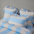Vintage Design Candy Ruffle Blue Striped Quilt Cover Set - Queen - SuperSaverAU - view 3