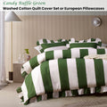 Vintage Design Candy Ruffle Green Striped Quilt Cover Set - Queen - SuperSaverAU - view 2