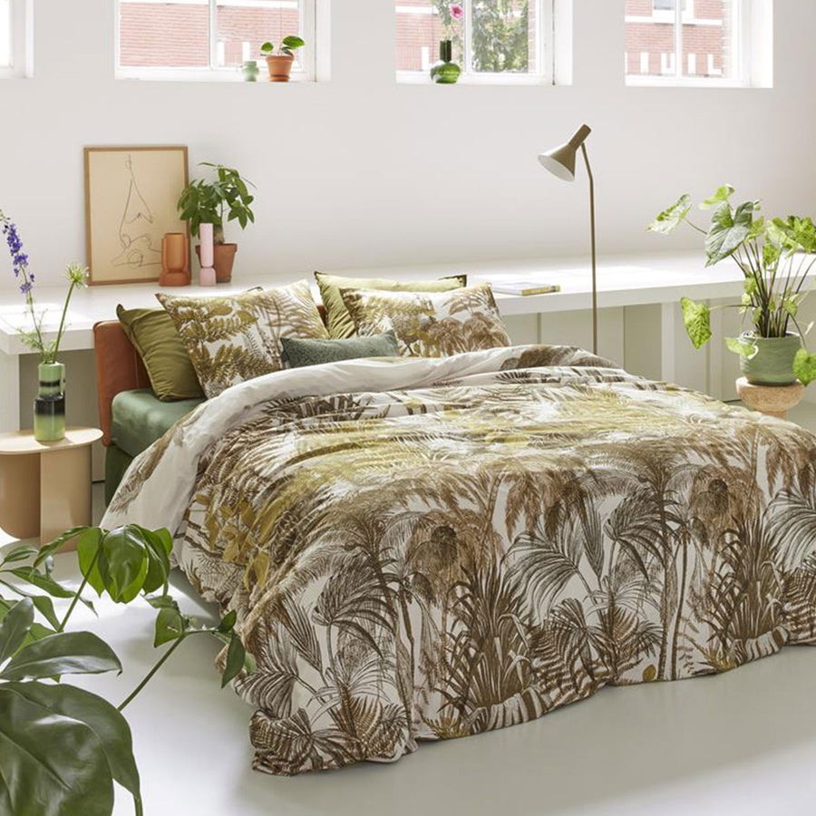 Bedding House Caribe Ochre Cotton Quilt Cover Set King - Tropical Print Design - SuperSaverAU - view 1