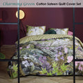 Bedding House Charming Green Cotton Sateen Quilt Cover Set Queen - Floral Design - SuperSaverAU - view 2