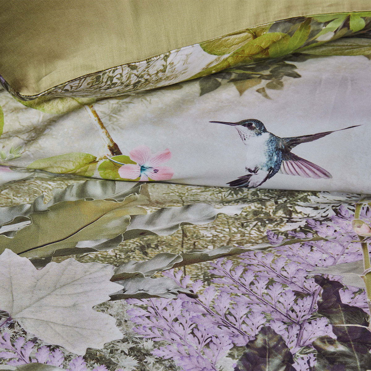 Bedding House Charming Green Cotton Sateen Quilt Cover Set Queen - Floral Design - SuperSaverAU - view 3